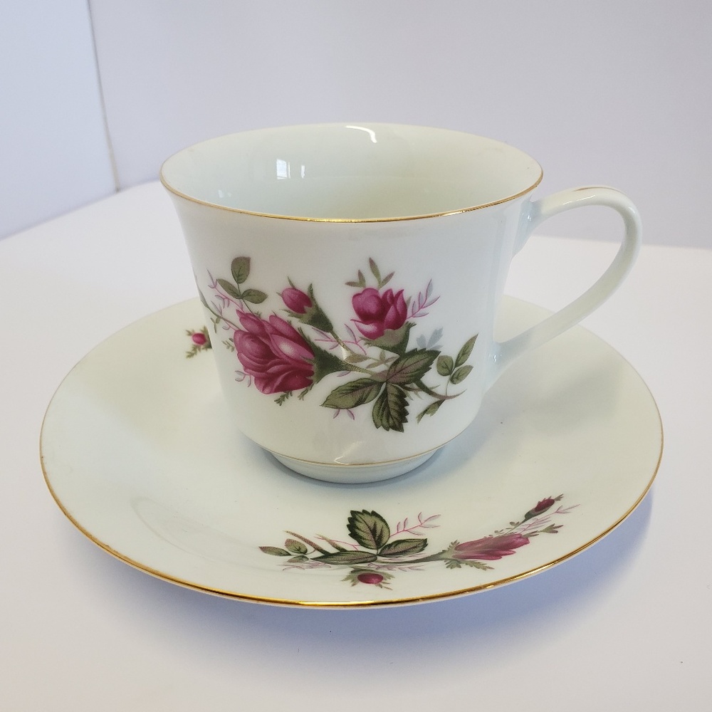 Pink rose Tea cup and saucer